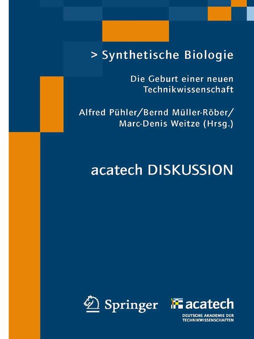 Title details for Synthetische Biologie by Alfred Pühler - Available